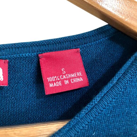 Saks Fifth Avenue 100% Cashmere Ombre Rhinestone Peace Sign Sweater Small - Picture 5 of 5